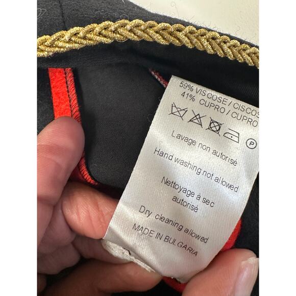 Paco Rabanne Military Pants Virgin Wool Black Red Trim Size US 2 / FR 34 - Picture 15 of 16